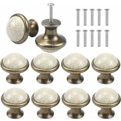 Schubladentürknäufe aus Keramik, 33 mm, runde Schubladenknöpfe, Vintage-Möbelknöpfe, Türknöpfe, Möbelgriffe für Küchenschränke, Kinderzimmer, 10er-Pack