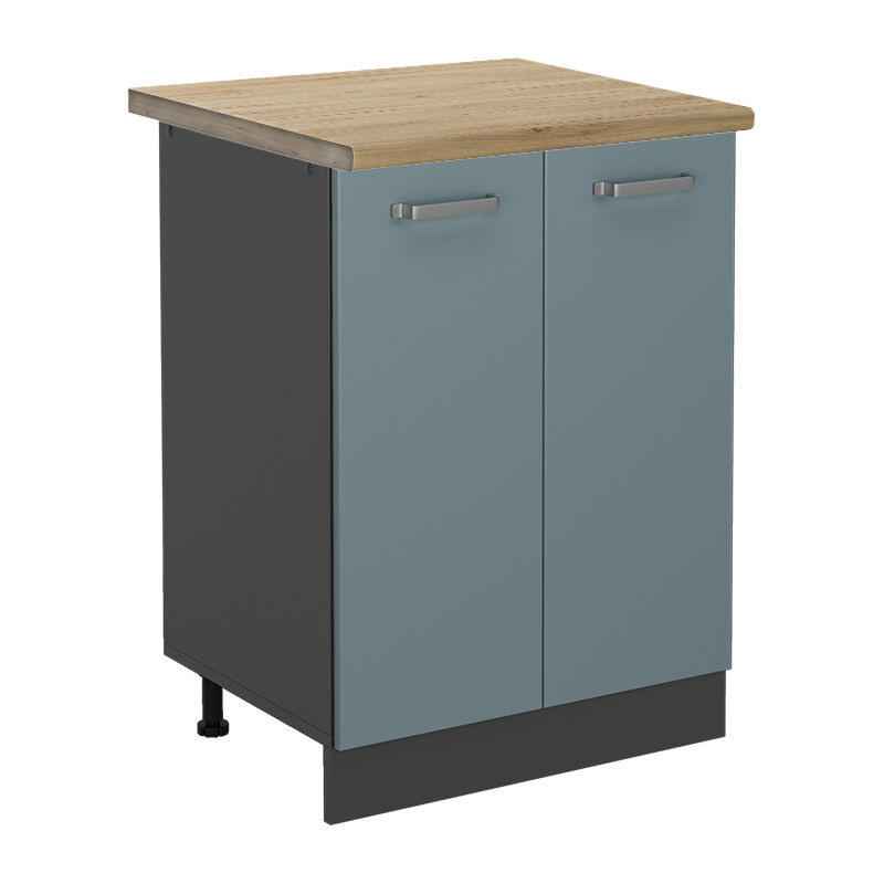 Vicco - Küchenunterschrank R-line, Blau-grau, 60 Cm , Ap Eiche
