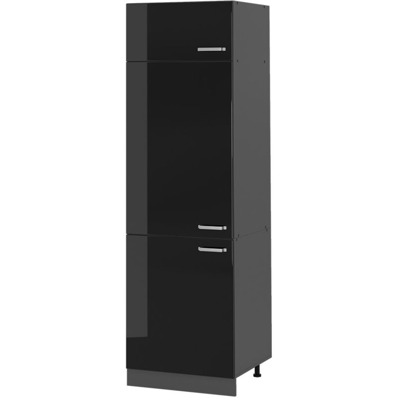 Kühlumbauschrank R-line, Schwarz Hochglanz, 60 Cm, Vicco