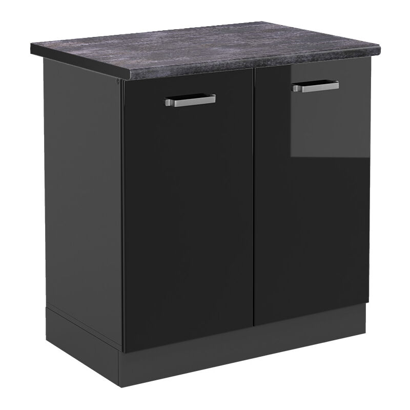 Vicco - Spülenunterschrank R-line, Schwarz Hochglanz, 80 Cm , Ap Anthrazit