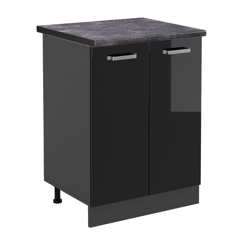 Vicco - Küchenunterschrank R-line, Schwarz Hochglanz, 60 Cm , Ap Anthrazit