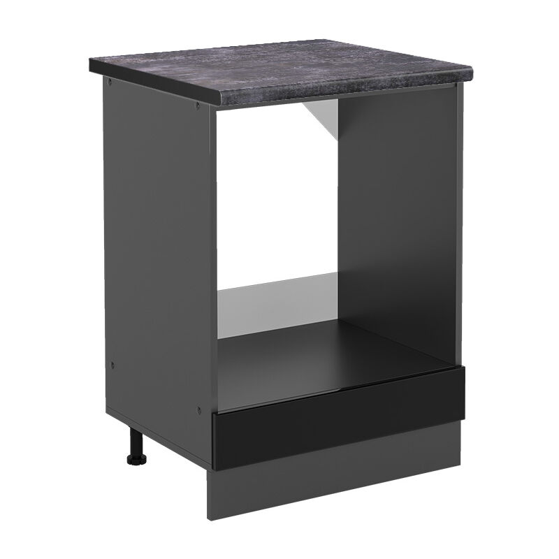 Herdumbauschrank R-line, Schwarz Hochglanz, 60 Cm , Ap Anthrazit, Vicco