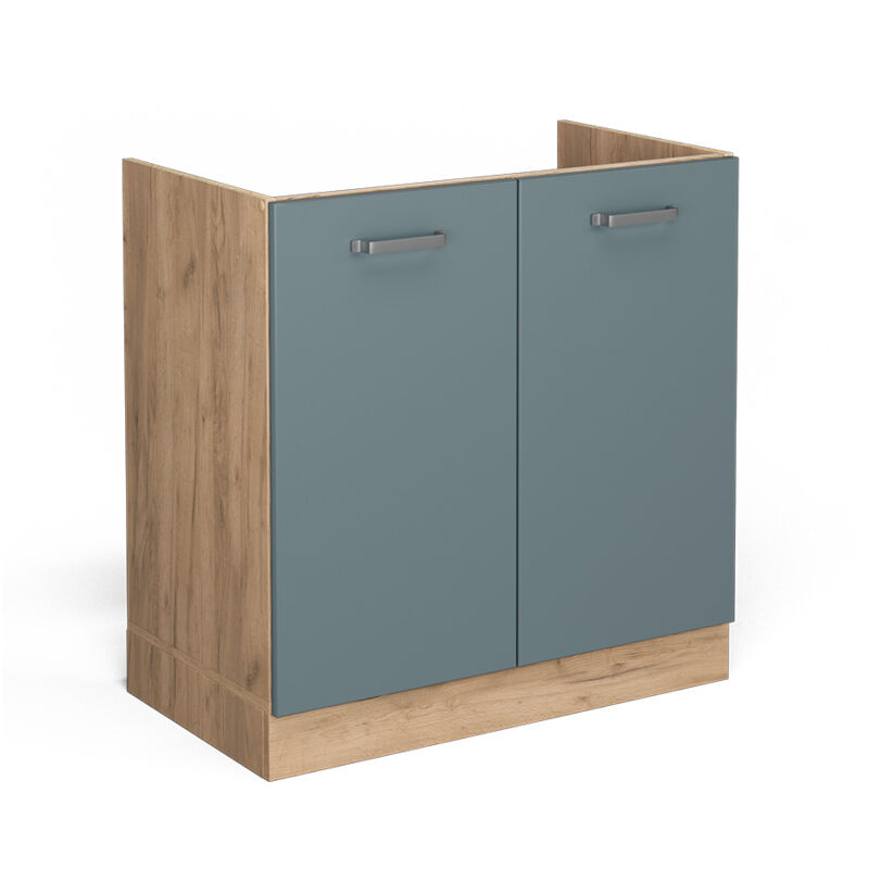 Spülenunterschrank R-line, Blau-grau, 80 Cm Ohne Arbeitsplatte, Vicco