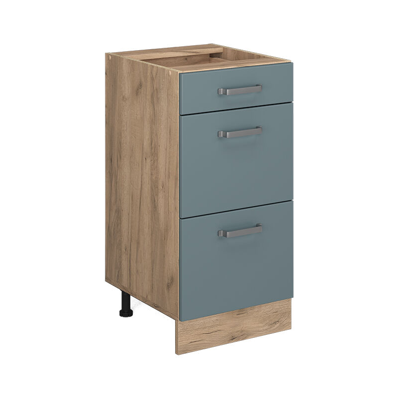 Küchenschrank R-line, Blau-grau, 40 Cm Mit Schubladen, Ohne Arbeitsplatte Vicco