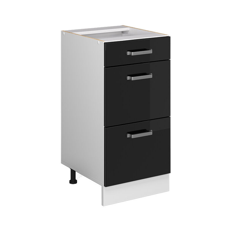 Küchenschrank R-line, Schwarz Hochglanz, 40 Cm Mit Schubladen, Ohne Arbeitsplatte Vicco