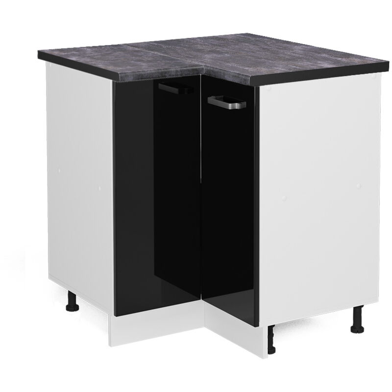 Vicco - Eckunterschrank R-line, Schwarz Hochglanz, 75.6 Cm, Ap Anthrazit
