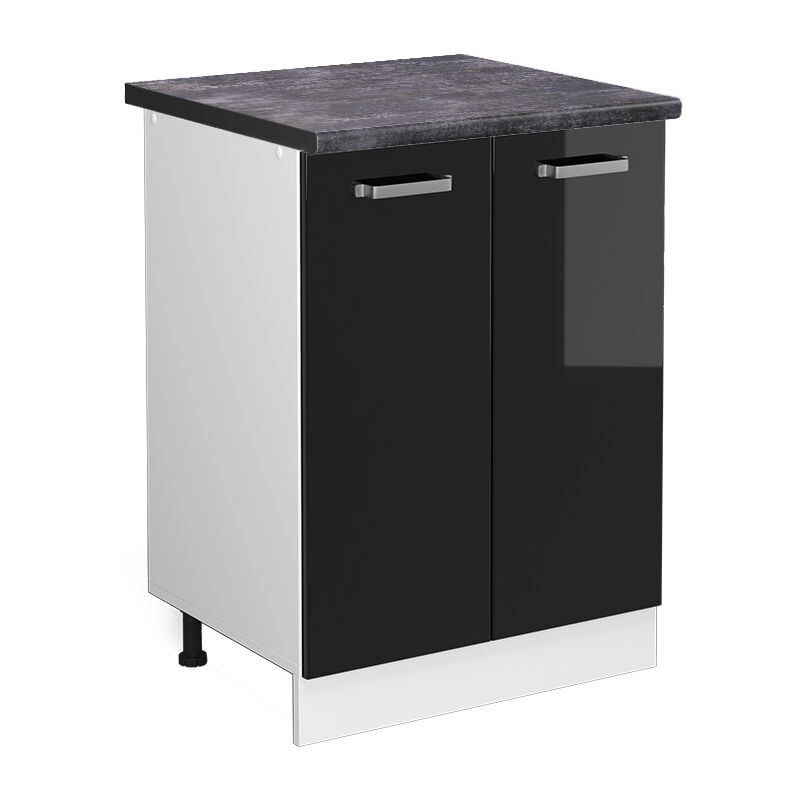 Vicco - Küchenunterschrank R-line, Schwarz Hochglanz, 60 Cm , Ap Anthrazit