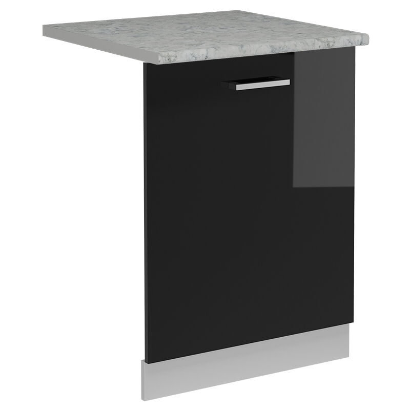Vicco - Geschirrspülblende R-line, Schwarz Hochglanz, 60 Cm , Ap Marmor