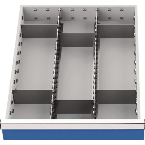 Schubladenunterteilungsmaterial Front-H.100-125mm 2 Längs- u.6 Querteiler