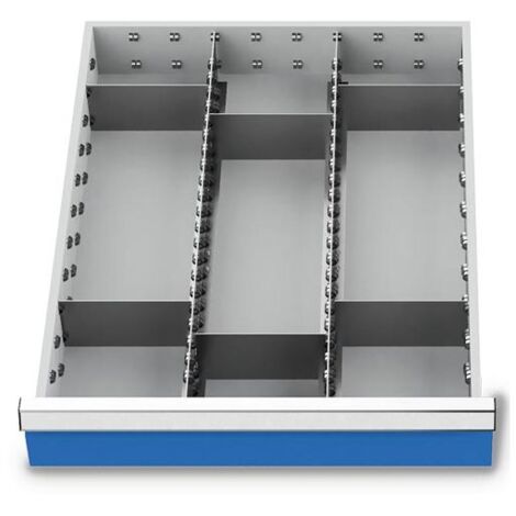Schubladenunterteilungsmaterial Fronthöhe 100-125 mm 2 Längs- und 6 Querteiler für Schrankbreite 555 mm