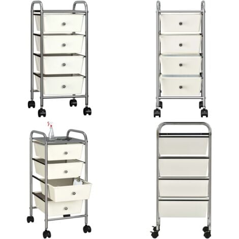 Schubladenwagen mit 4 Schubladen Weiß Kunststoff - Aufbewahrungswagen -  Schubladenwagen - Home & Living