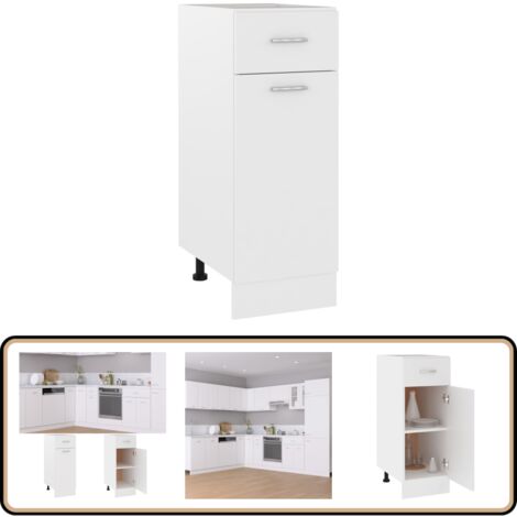 Schubunterschrank Weiß 30x46x81,5 cm Holzwerkstoff - Küchenmöbel - Holzschrank - Untertischschrank - Weißer Schrank - Regalboden