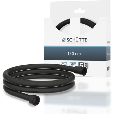 Schütte 63877 Nero 1,5 m Protezione Antitorsione 150 cm Lunghezza in Plastica  Tubo doccia con attacco universale  Opaco