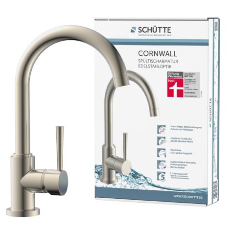 SCHÜTTE 79126 Cornwall, Girevole a 360 Gradi, Miscelatore monocomando, Rubinetto per lavello da Cucina, Effetto Acciaio Inox