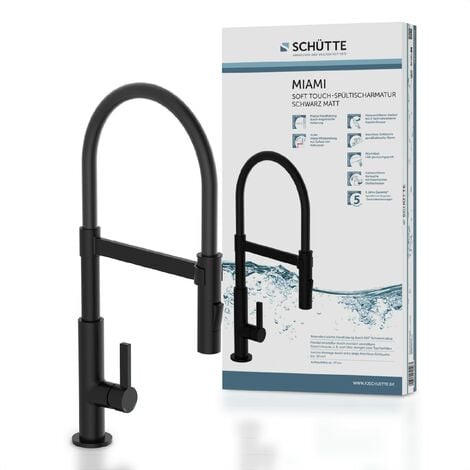 SCHÜTTE 79147 360° con Tubo Soft Touch, monocomando con doccetta Magnetica Estraibile, Miscelatore per lavello, Rubinetto da Cucina, Nero Opaco
