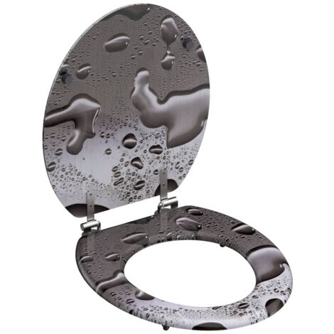 SCHÜTTE 80023 Sedile Holzkern GREY STEEL, sedile WC adatto a tutte le tazze WC standard, carico massimo del sedile WC 175 kg, motivo grigio acciaio