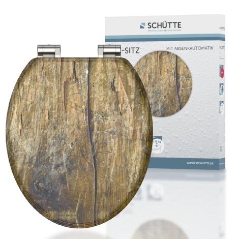 Schütte 80124 Solid Wood-Sedile copriwater con Anima in Legno MDF e Sistema di abbassamento Automatico