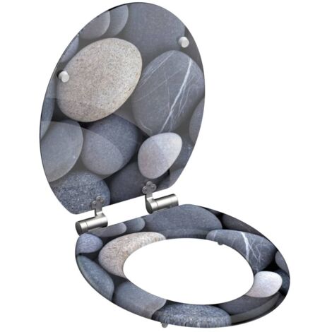 Schütte 80130 80130-Sedile WC in MDF, con abbassamento Automatico, Grey Stones