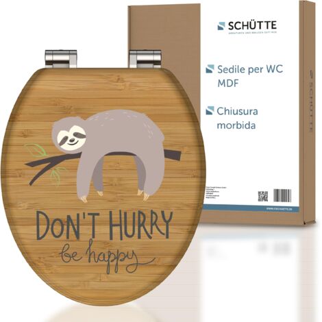 Schütte 80195-A NO Hurry - Meccanismo di chiusura rallentata, con anima in legno con motivo (carico massimo del sedile WC 150 kg), colore legno