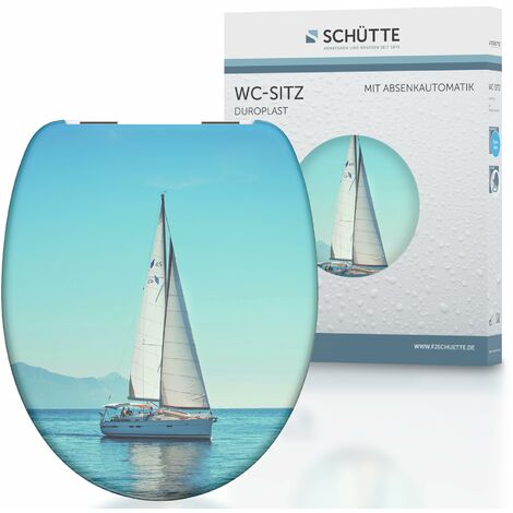 Schütte 82148 Duroplast 82148-Sedile Vela con abbassamento Automatico, Adatto per Tutti i WC Standard, Portata Massima 150 kg, Motivo: Barca, Sailing