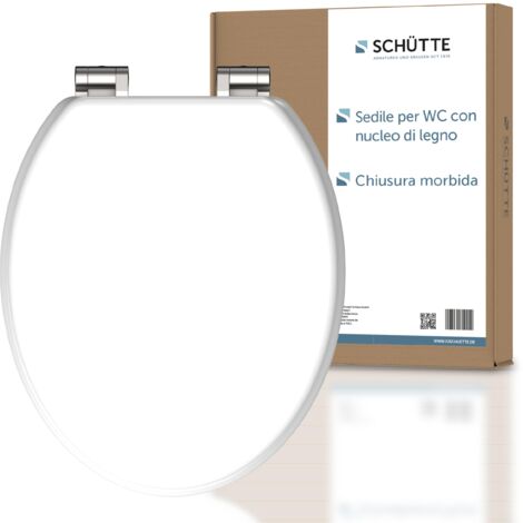 Schütte 84100-A - Coperchio con anima in legno (carico massimo del sedile del water 150 kg), con meccanismo di abbassamento, colore: bianco