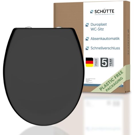 SCHÜTTE Coperchio Water a chiusura rallentata  Copriwater universali globo  Sedile WC Universale  Tavoletta WC chiusura ammortizzata  Asse Water  Fino a 250 kg  Nero