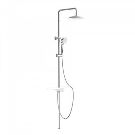 SCHÜTTE Duschsystem ohne Thermostat Dusche Regendusche Edelstahl Brausestange Höhenverstellbar Kopfbrause rund mit Handbrause 5-fach verstellbar Dichtung zum Wasser sparen 60500