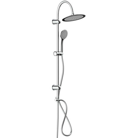 SCHÜTTE Duschsystem ohne Thermostat Dusche Regendusche Edelstahl Brausestange Höhenverstellbar Kopfbrause rund mit Handbrause Dichtung zum Wasser sparen 60050