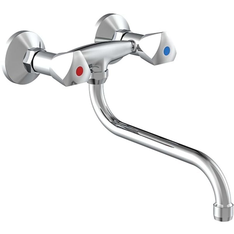 

SCHÜTTE Grifo mezclador de pared con 2 mandos CESTI cromado - Plateado