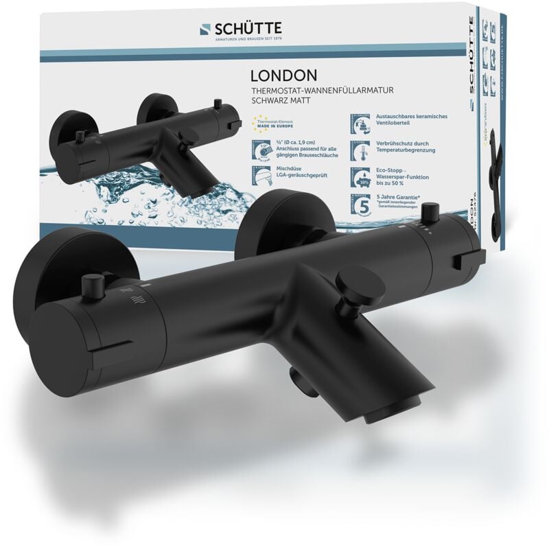 Mitigeur thermostatique de baignoire Schütte london noir
