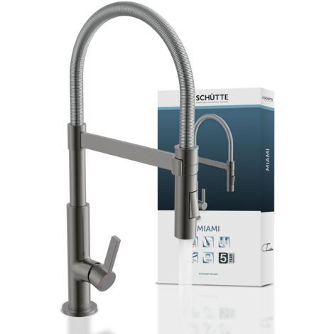 SCHÜTTE MIAMI 79142 - Rubinetto da cucina a 360°, miscelatore monocomando con doccetta magnetica estraibile, per lavello, rubinetto da cucina, grafite