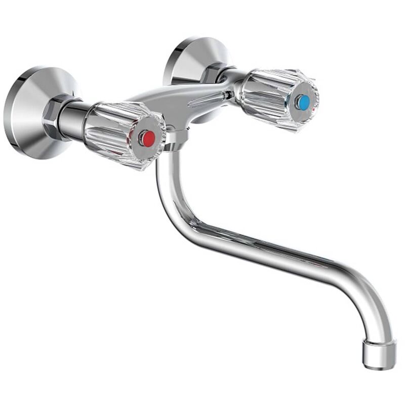 Mitigeur d'évier mural à 2 poignées BRILLANT chrome SCHÜTTE