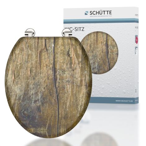 Schütte Sedile Anima Solid Wood, Adatto per Molti Commercio, Carico Massimo degli occhialini per WC, 150 kg, Motivo Effetto Occhiali e coperchi, 80024, Legno Massiccio