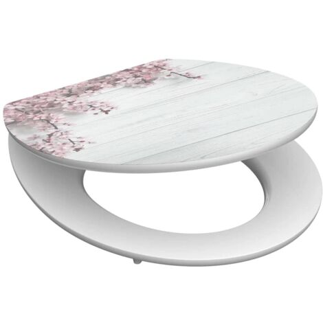 SCHÜTTE Sedile WC FLOWERS con abbassamento automatico in legno, design coperchio WC con portata di 175 kg, sedile WC con occhiali, coperchio per WC, anima in legno MDF con motivo
