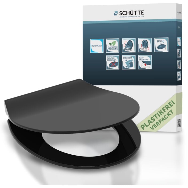 Schütte - Abattant wc extra fin en duroplast slim avec frein de chute Noir