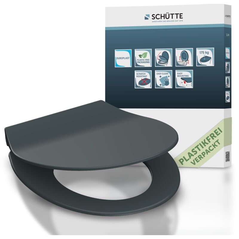 Abattant WC extra fin en duroplast SLIM avec frein de chute Anthracite