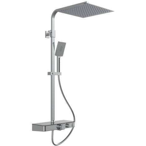 SCHÜTTE Système de douche OCEAN chromé-anthraciteavec - mitigeur thermostatique et tablette