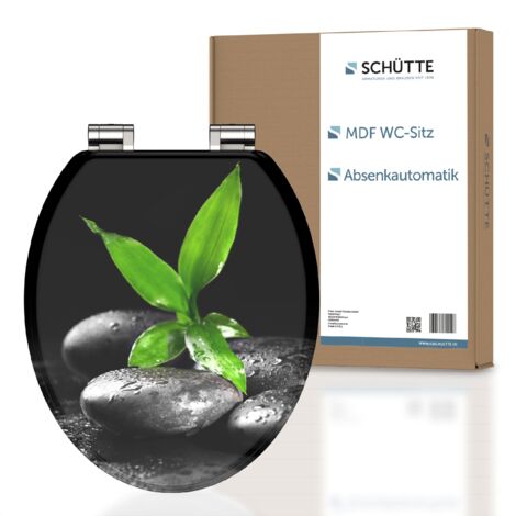 SCHÜTTE Tavoletta WC chiusura ammortizzata legno  Copriwater universali globo  Coperchio Water MDF  Sedile WC Universale  Asse Water  Fino a 250 kg  DARK STONES