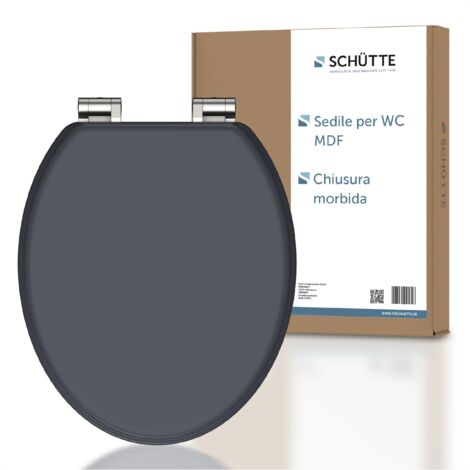 SCHÜTTE Tavoletta WC chiusura ammortizzata legno  Copriwater universali globo  Coperchio Water MDF  Sedile WC Universale  Asse Water  Fino a 250 kg  Grigio