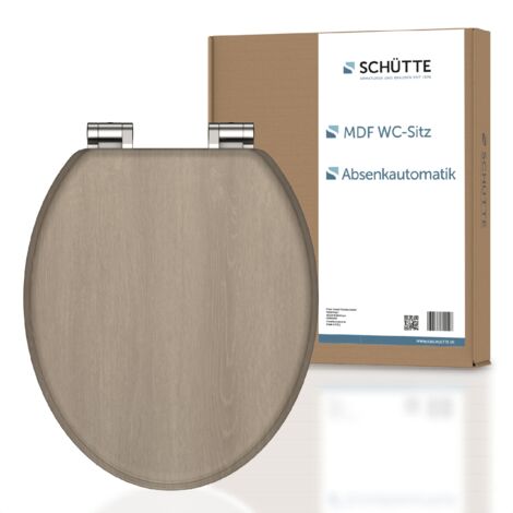 SCHÜTTE Tavoletta WC chiusura ammortizzata legno  Copriwater universali globo  Coperchio Water MDF  Sedile WC Universale  Asse Water  Fino a 250 kg  MODERN WOOD