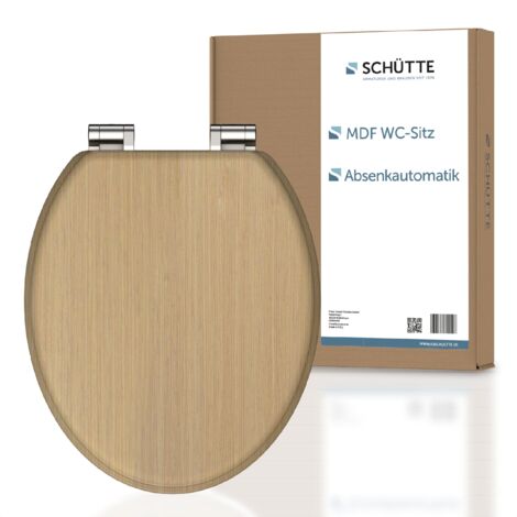 SCHÜTTE Tavoletta WC chiusura ammortizzata legno Copriwater universali globo Coperchio Water MDF Sedile WC Universale Asse Water Fino a 250 kg NATURAL WOOD