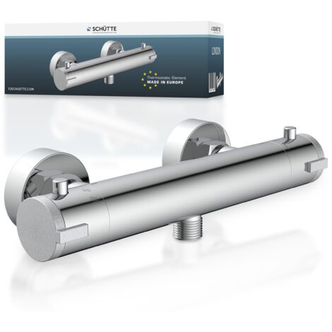 SCHÜTTE Thermostat Duscharmatur Wasserhahn Bad mit Brauseanschluss Einhebelmischer Mischbatterie Dusche Sicherheitssperre Eco-Stopp-Funktion zum Wasser sparen 52465