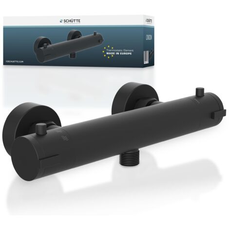 SCHÜTTE Thermostat Duscharmatur Wasserhahn Bad mit Brauseanschluss Einhebelmischer Mischbatterie Dusche Sicherheitssperre Eco-Stopp-Funktion zum Wasser sparen 52466