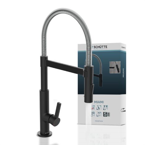 SCHÜTTE Wasserhahn Küche Einhebelmischer Küchenarmatur Spültischarmatur Mischbatterie Spülbecken Rundbogen 2 Strahlarten 79146