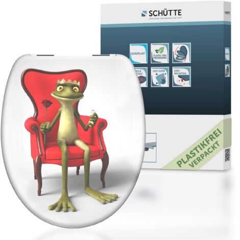 SCHÜTTE WC-Sitz aus Duroplast mit Absenkautomatik Toilettendeckel mit Motiv Klodeckel Frosch Tiere 82190