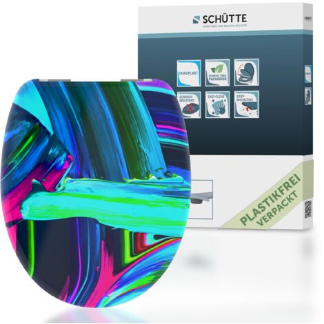 SCHÜTTE WC-Sitz aus Duroplast mit Absenkautomatik Toilettendeckel mit Motiv Klodeckel Grafisch Kunst 82191