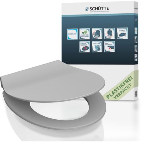 SCHÜTTE WC-Sitz aus Duroplast mit Absenkautomatik und Schnellverschluss Toilettendeckel Uni Klodeckel Einfarbig 82702