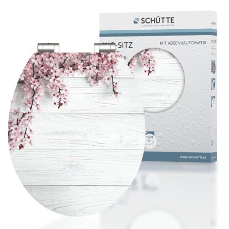 SCHÜTTE WC-Sitz aus MDF Holz mit Absenkautomatik Toilettendeckel mit Motiv Klodeckel Floral Blume 80549