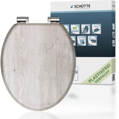 SCHÜTTE WC-Sitz aus MDF Holz mit Absenkautomatik Toilettendeckel mit Motiv Klodeckel Holzoptik 80192