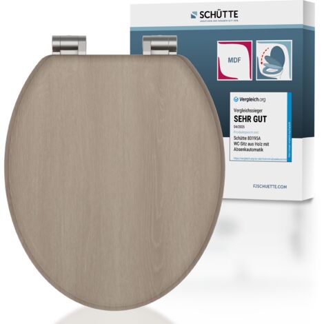 SCHÜTTE WC-Sitz aus MDF Holz mit Absenkautomatik Toilettendeckel mit Motiv Klodeckel Holzoptik 80196-A